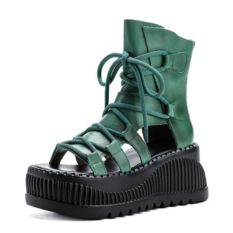 Ethnic Fashion Women - 8CM Ethnic Cow Genuine Leather Ankle