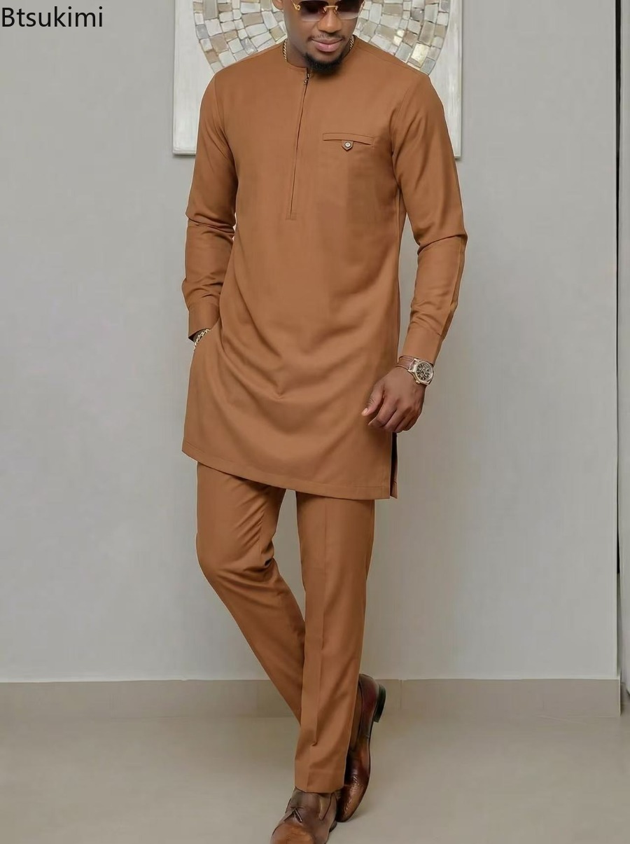 Dashiki Shirt Men - African Traditional Men's Suit Sets Long