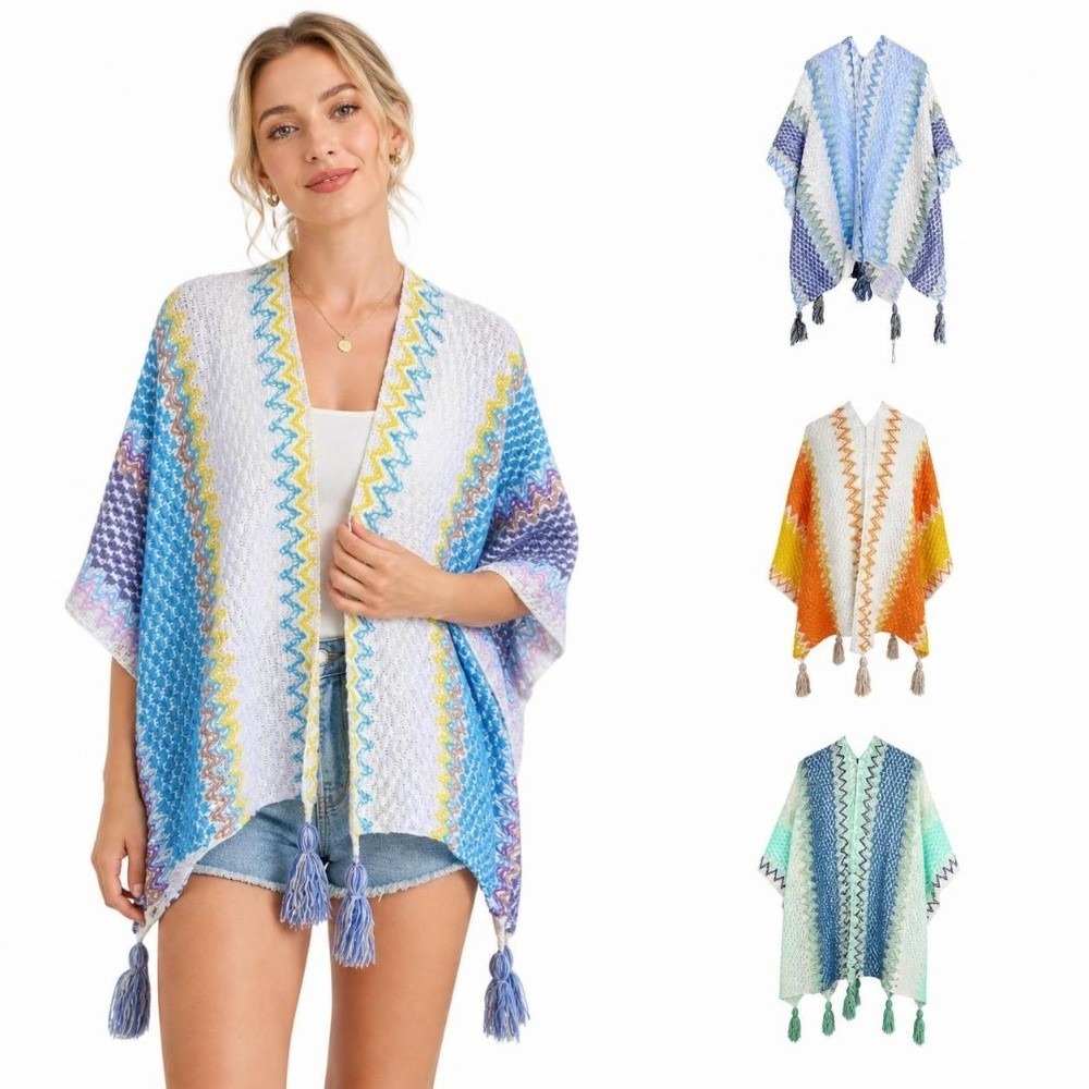 Retro Striped Pattern Knit Pon - огляд і ціна Ethnic Fashion Wear