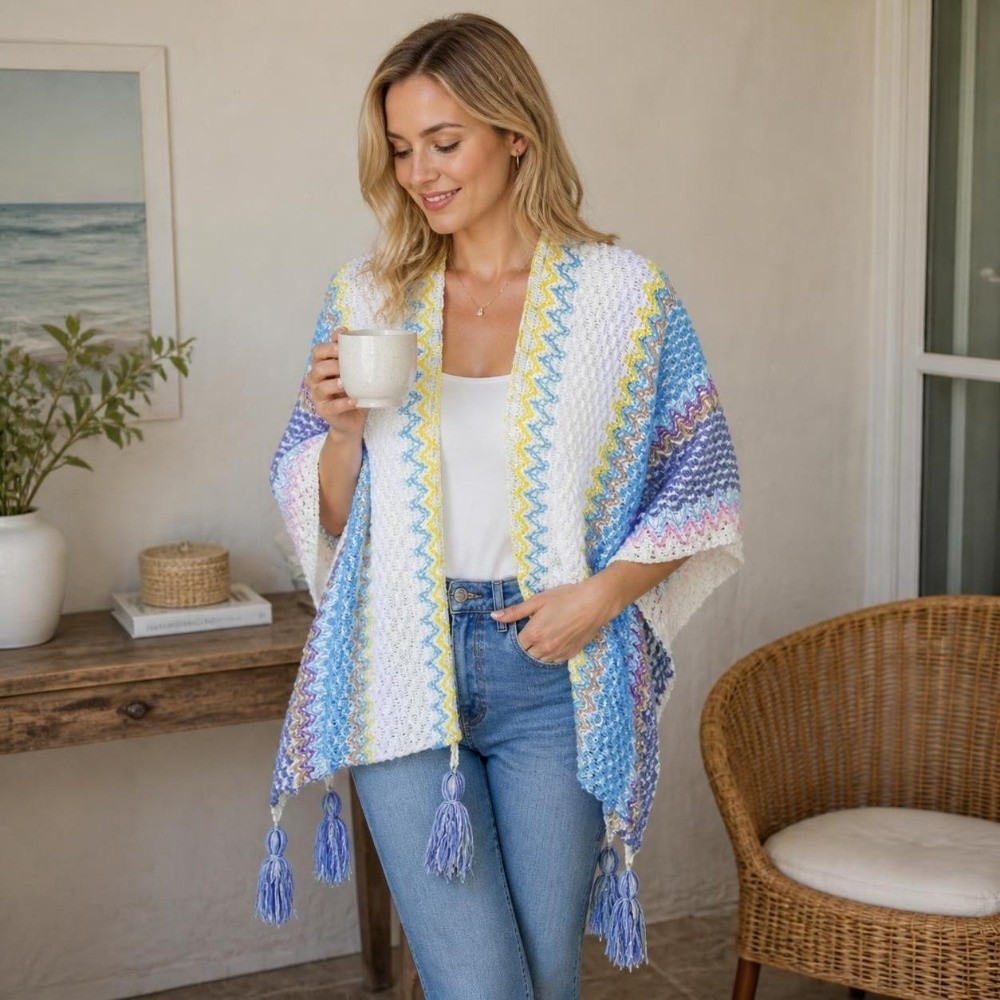 Retro Striped Pattern Knit Pon - огляд і ціна Ethnic Fashion Wear