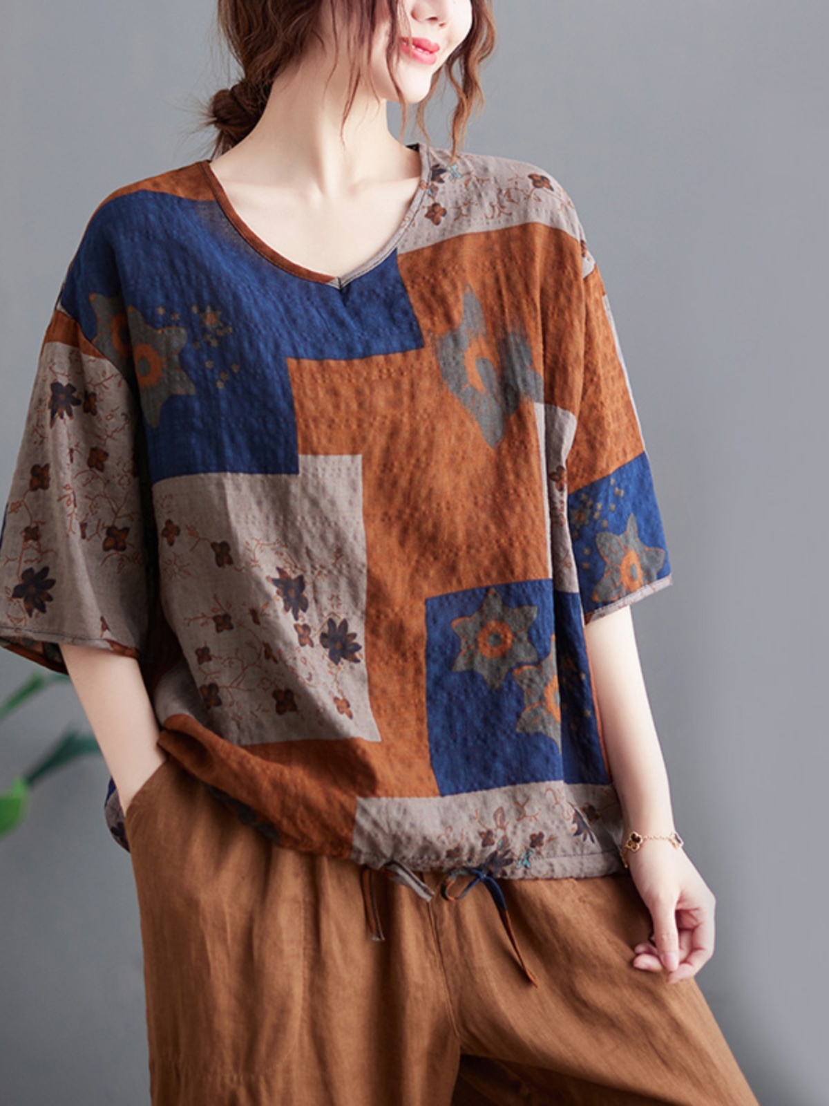 Lightweight Cotton Linen V-nec - огляд і ціна Ethnic Fashion Wear