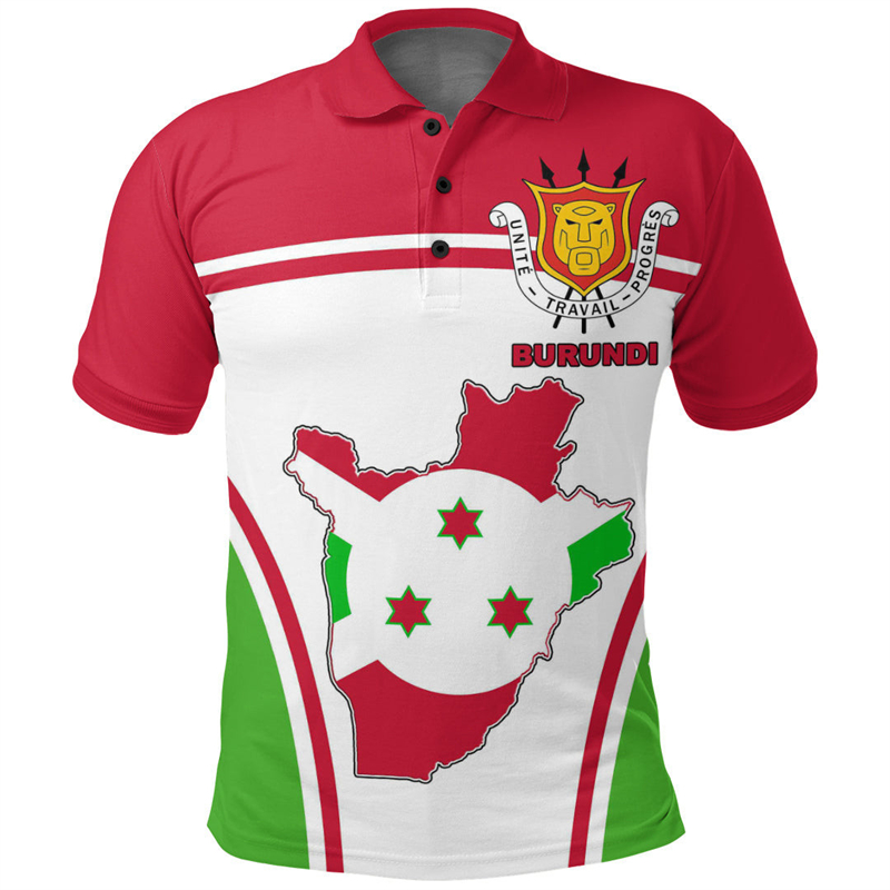 Burundi Flag Map 3D Print Polo - огляд і ціна Dashiki Shirt Men