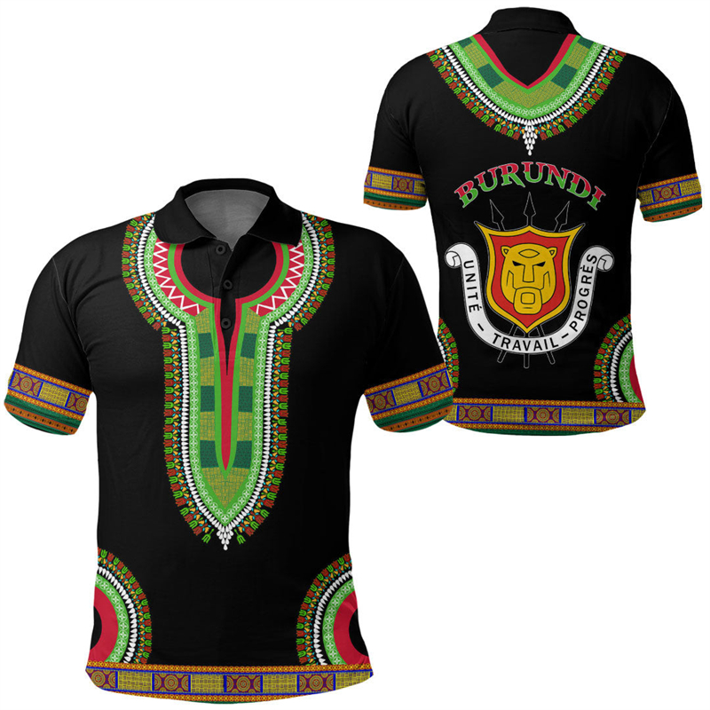 Burundi Flag Map 3D Print Polo - огляд і ціна Dashiki Shirt Men