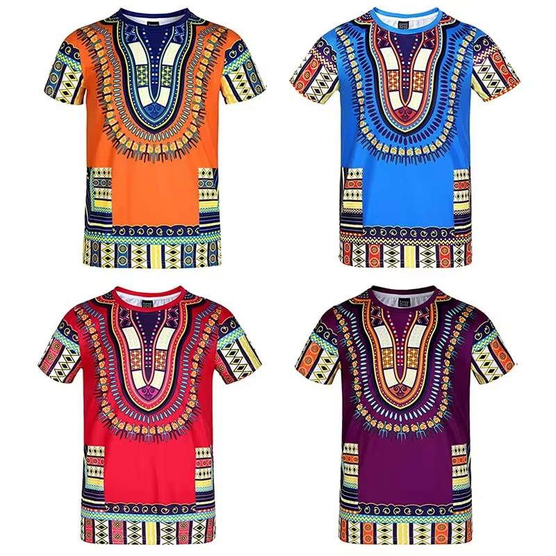 Summer Harajuku 3D Print Afric - огляд і ціна Dashiki Shirt Men