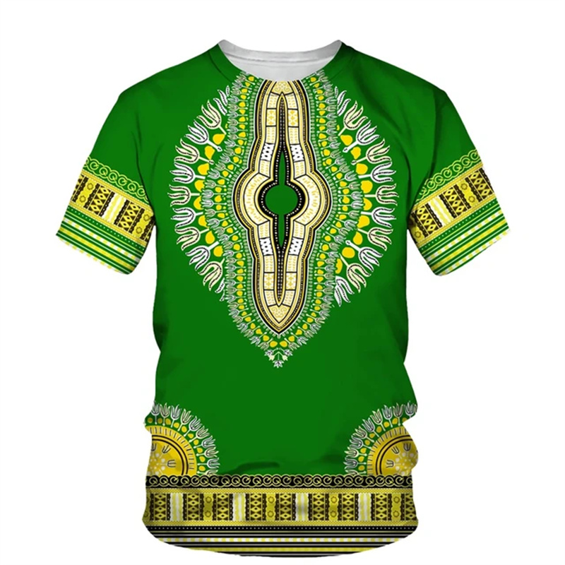 Summer Harajuku 3D Print Afric - огляд і ціна Dashiki Shirt Men