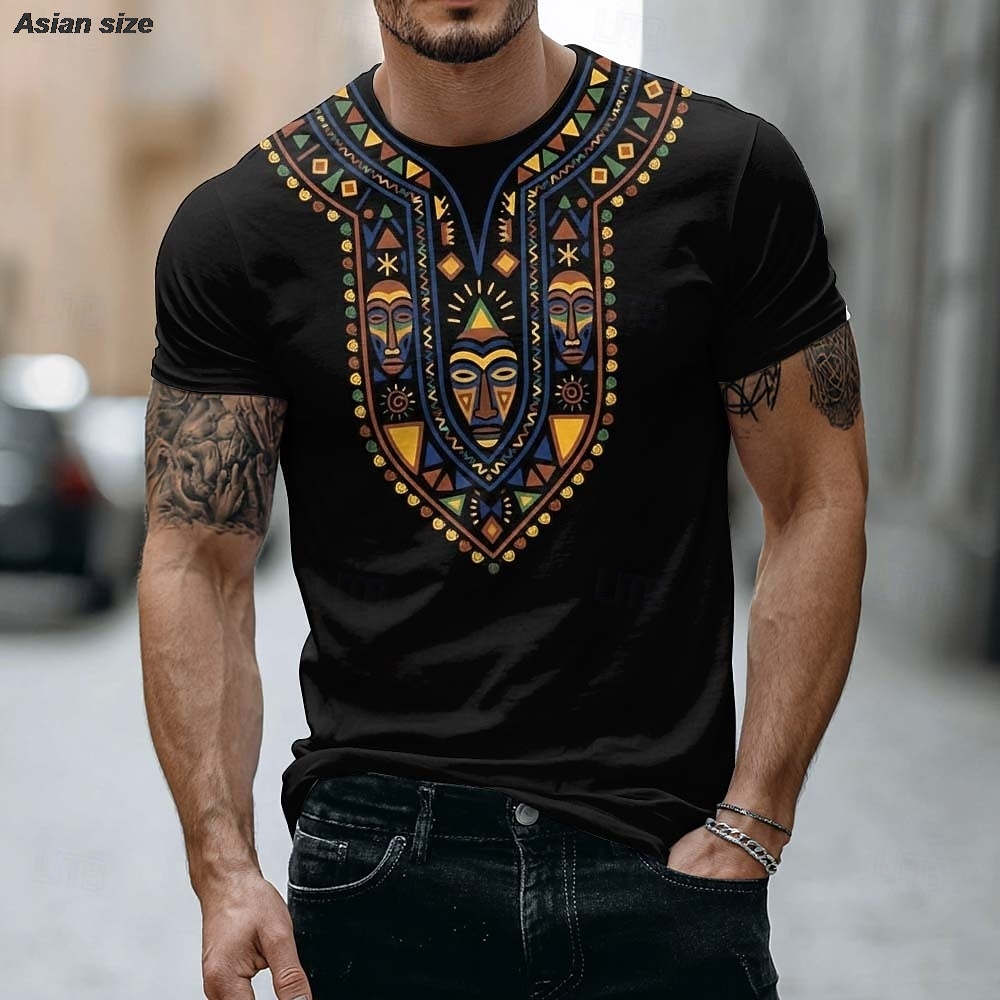 2026 Mens African Tribal Mask  - огляд і ціна Dashiki Shirt Men