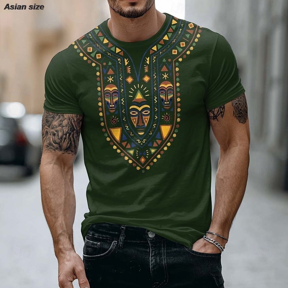 2026 Mens African Tribal Mask  - огляд і ціна Dashiki Shirt Men