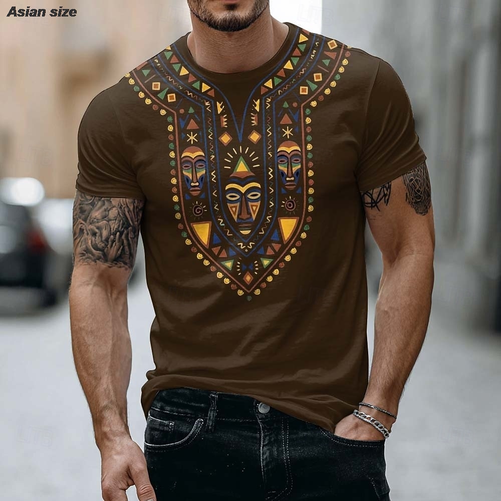 2026 Mens African Tribal Mask  - огляд і ціна Dashiki Shirt Men