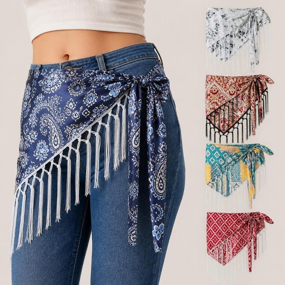 Ethnic Paisley Print Hip Scarf - огляд і ціна Y2K Ethnic Fashion